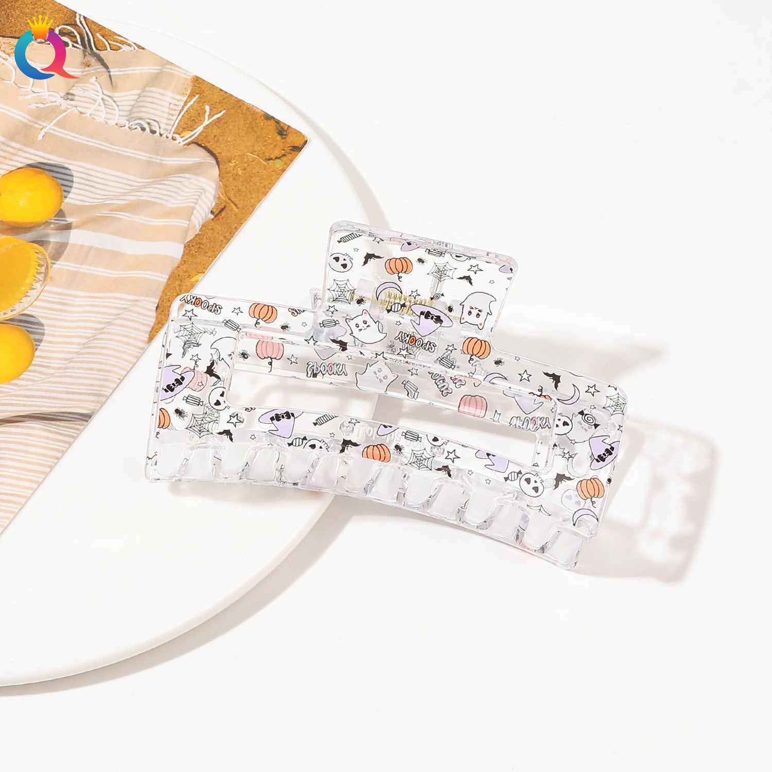 Wholesale Halloween Square Print Skull Hair Clip